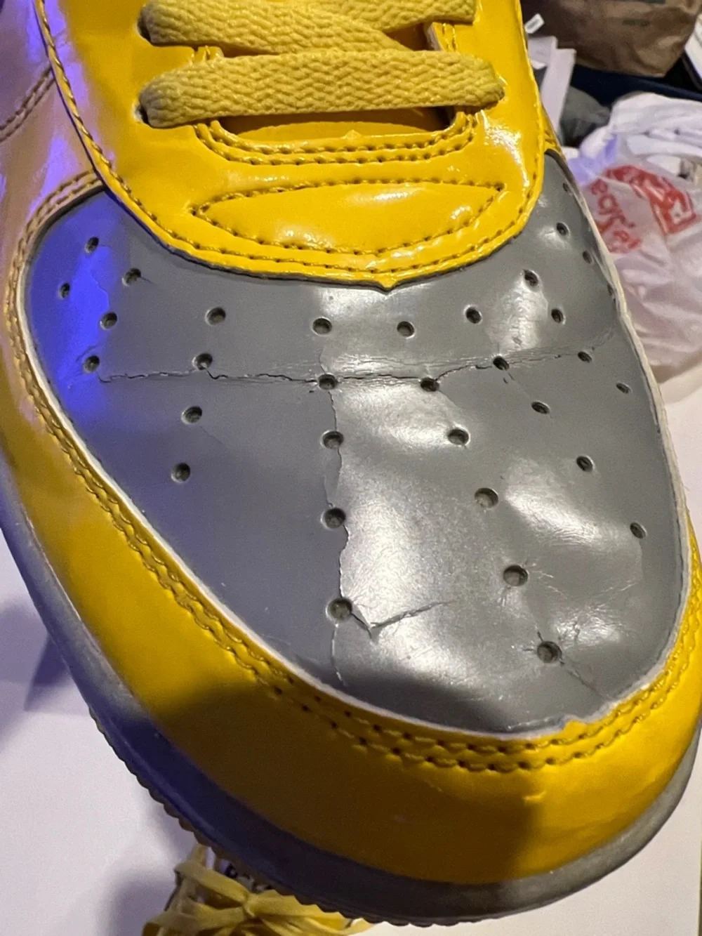 A Bathing Ape Bapesta FS 001 Low in a yellow and grey colorway size 12